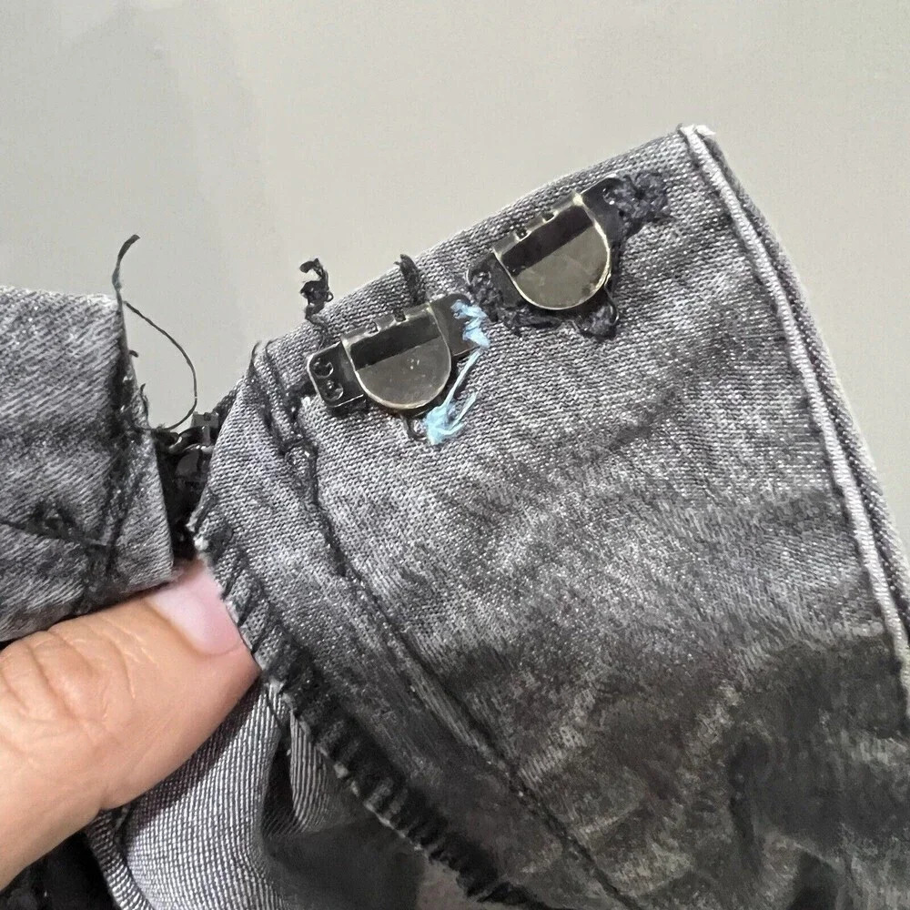 Y2K Women’s Wide Leg Gray Pants Mid-Rise Suede Belt Hippie Boho 10 Vintage - Picture 2 of 12